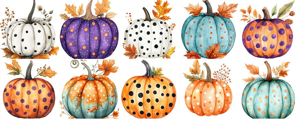 Thumbnail: Polka Dot Pumpkins Background Images 20 Instant Download
