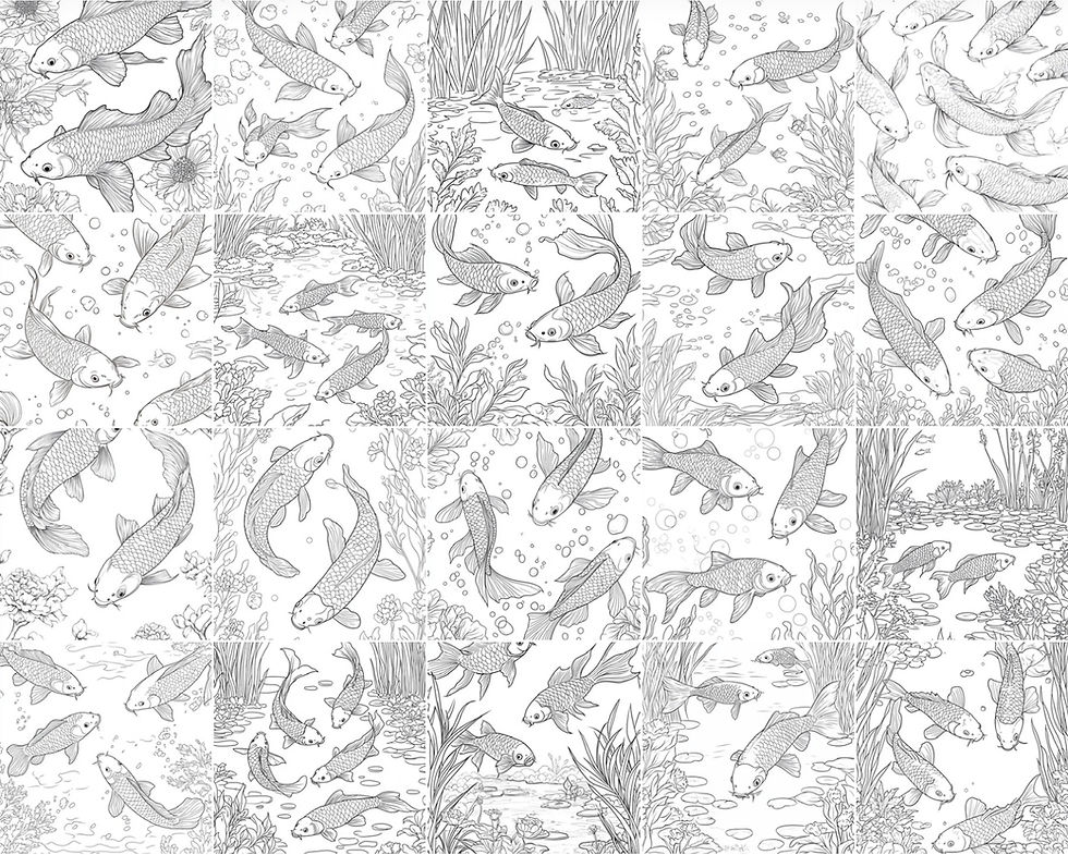 Thumbnail: Koi Fish Coloring Book 20 Pages Instant Download