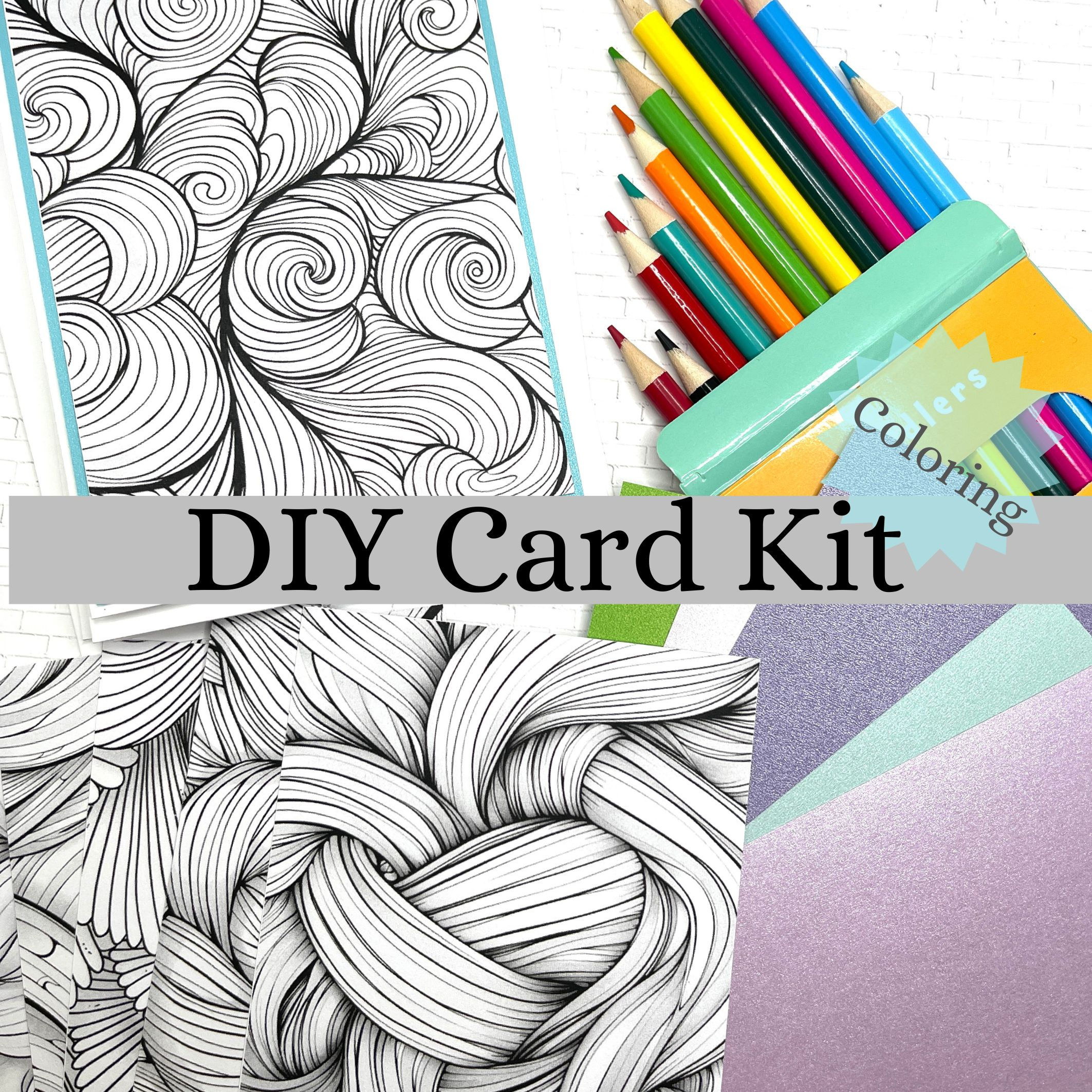 Card Making Bundle with Swirls Greeting Cards DIY Coloring Kit