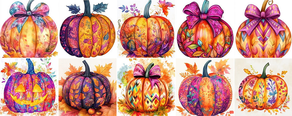 Thumbnail: Bright Pumpkins Background Images 20 Instant Download Opalescen