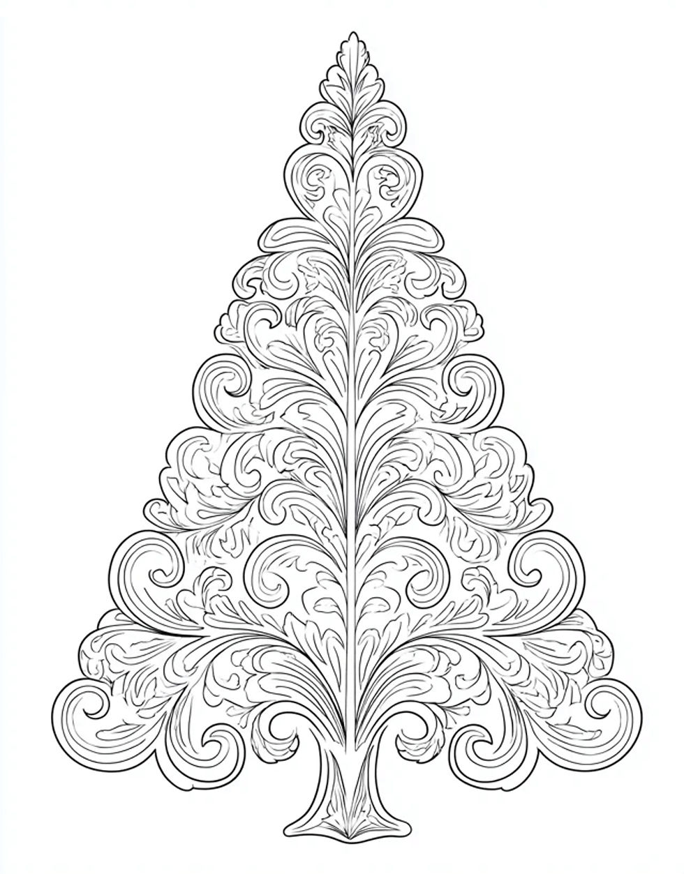 Thumbnail: Fancy Christmas Tree Coloring Book 20 Pages Instant Download JPG  PDF