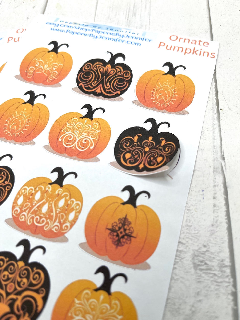 Thumbnail: Art Stickers Ornate Pumpkin 2 Sheets 24 Stickers Journal Embellishments