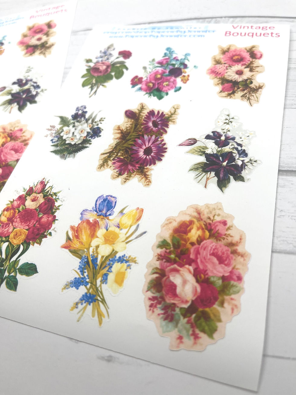 Thumbnail: Art Stickers Vintage Bouquets Flowers 2 Sheets 18 Stickers Journal Embellishment
