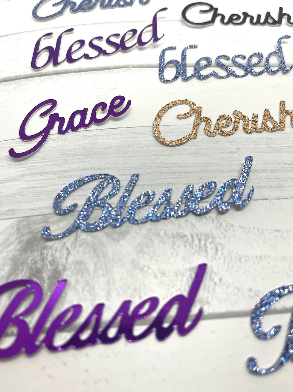 Thumbnail: Die Cuts Blessed Cherish Grace Sentiment 20 Pieces *You Choose Color* Foil Mirro