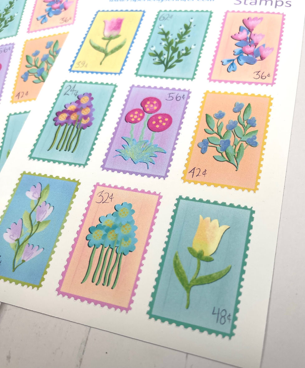 Thumbnail: Art Stickers Fleur Stamps 2 Sheets 18 Stickers Planner Journal Embellishments