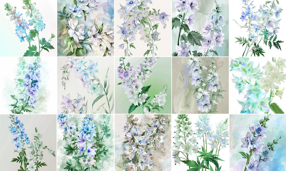 Thumbnail: Delphinium Backgrounds 20 Designs Instant Download Digital
