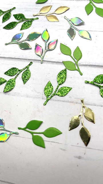 Thumbnail: Die Cuts Small Three Leaf Sprays 40 Pieces Foil Mirror Basic Cardstock Leaves fo