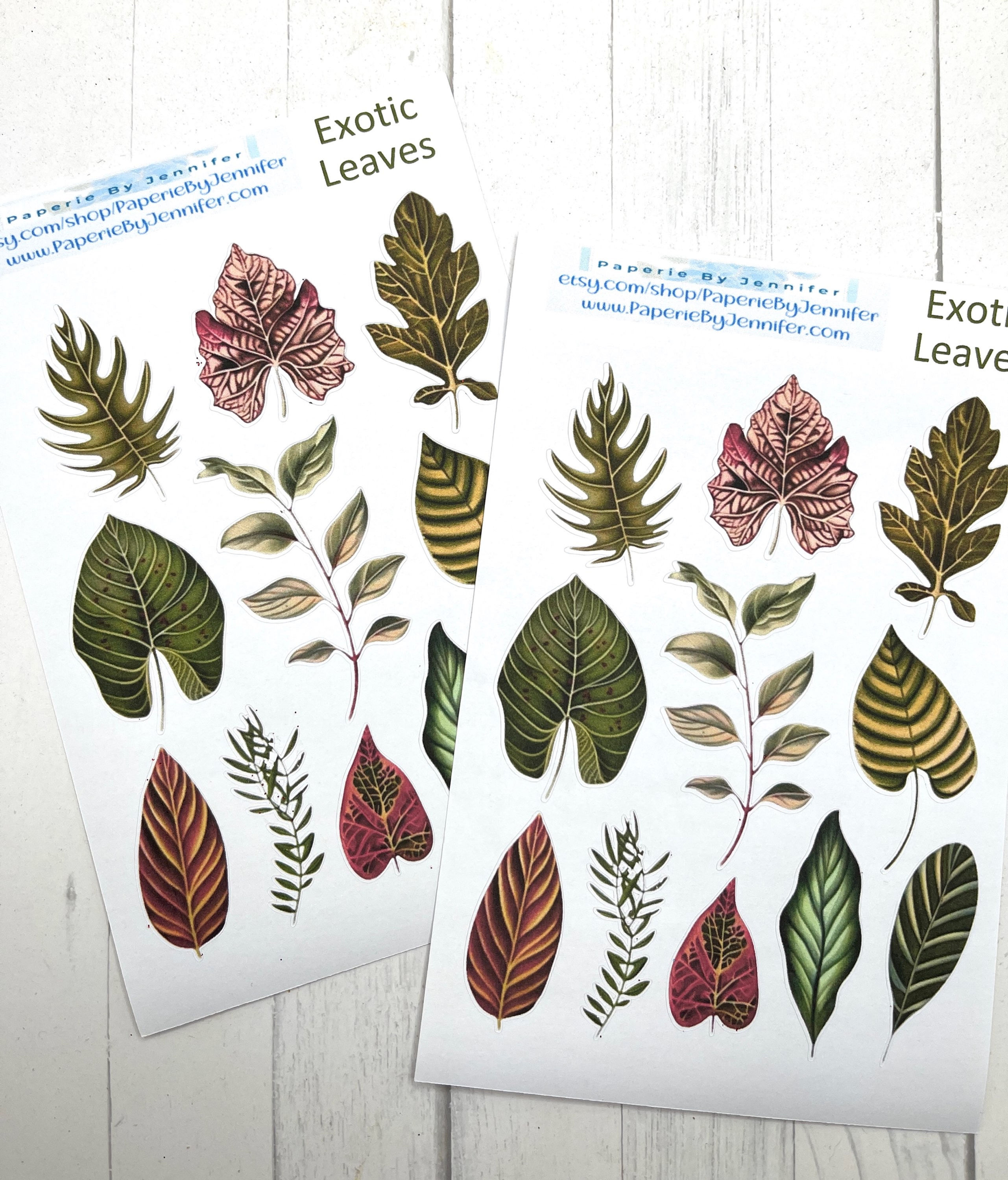 Art Stickers Exotic Leaves 2 Sheets 22 Stickers Journal Embellishment