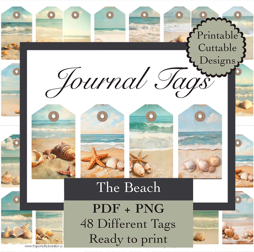 Beach Seashell Journal Tags 48 Designs Instant Download Printable Ta