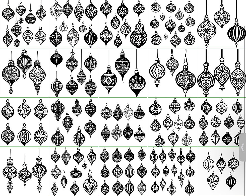 Thumbnail: Christmas Ornaments Line Art 50 Instant Download SVG PNG JPG Cut File Bundle