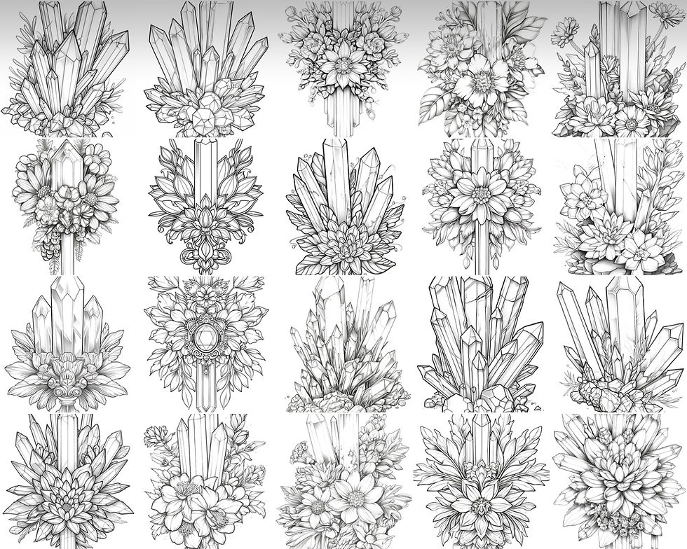 Thumbnail: Crystals Coloring Book 20 Pages Instant Download