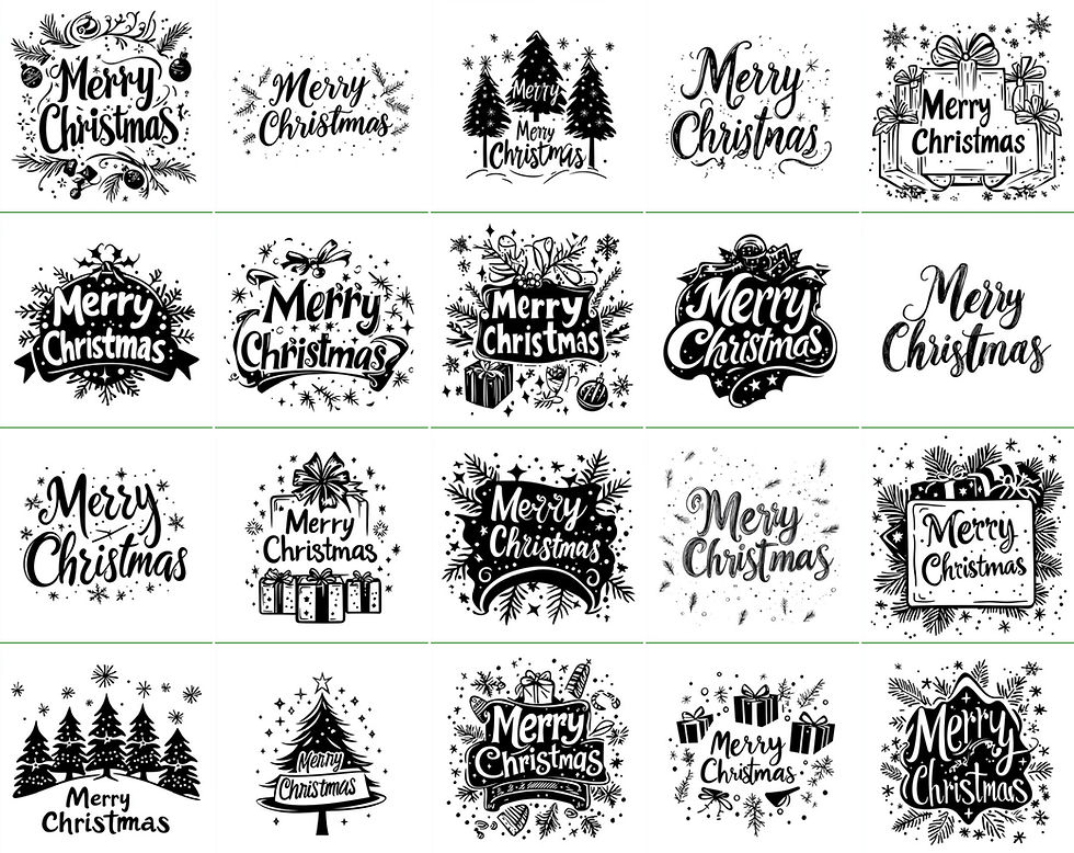 Thumbnail: Merry Christmas Sayings Line Art 40 Instant Download SVG PNG JPG Cut File Bu