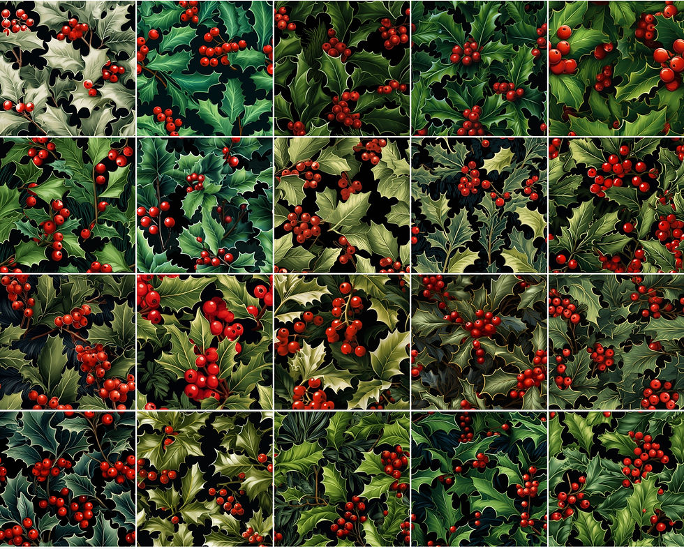 Thumbnail: Holly Berry Dark Backgrounds DIGITAL 20 Card Background Printabl