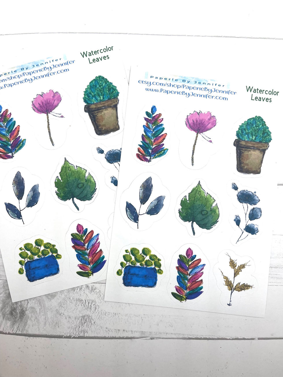 Art Stickers Watercolor Leaves 2 Sheets 18 Stickers Journal Embellishments