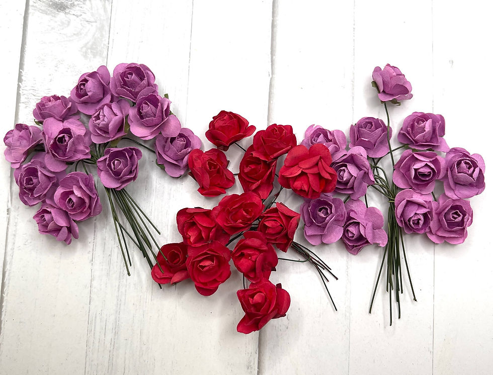 Thumbnail: Paper Flowers Mulberry Flowers 36 Pieces 20mm Small Flowers for Card Making Bulk