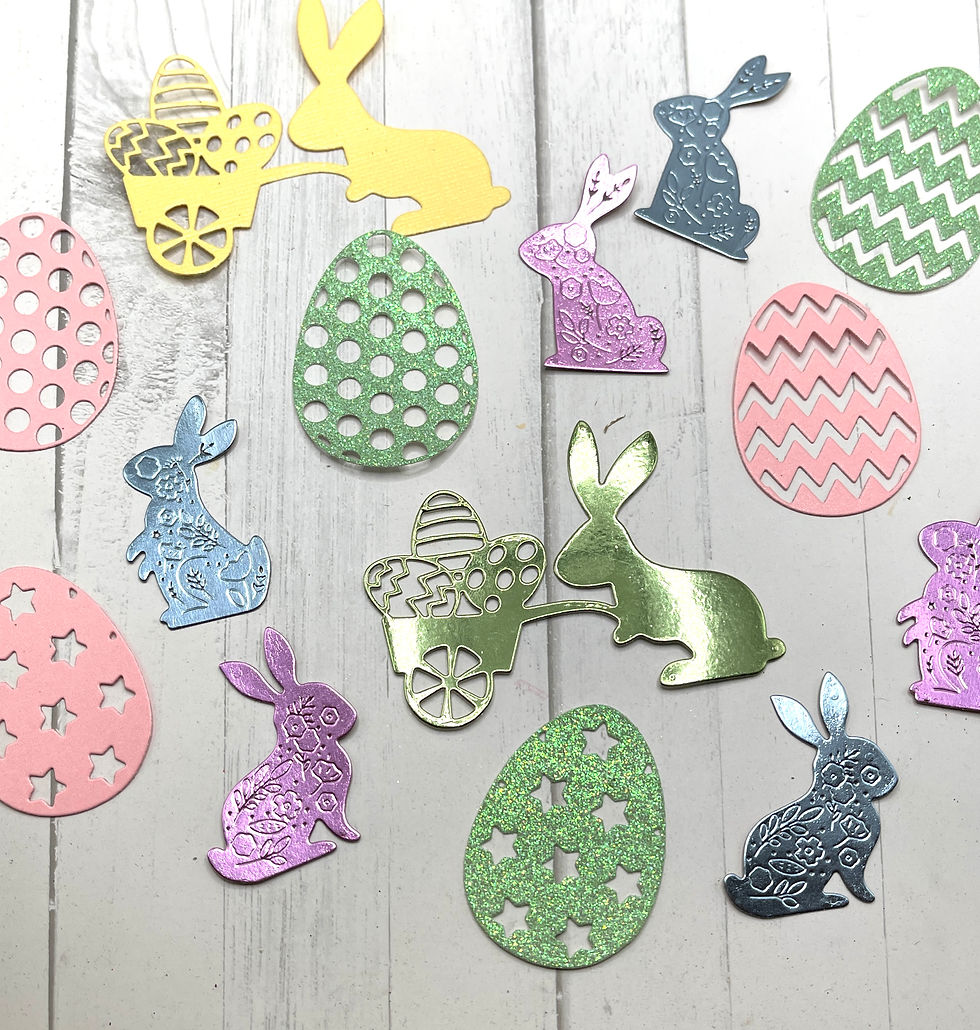 Die Cuts Easter Egg Bunny Rabbit 14 Pieces Glitter Foil Cardstock Easter