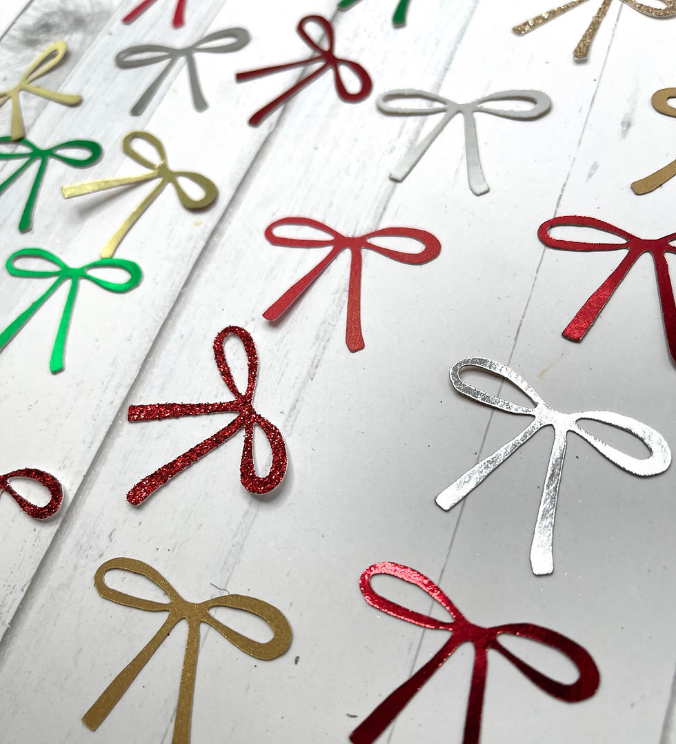 Thumbnail: Die Cuts Dainty Bows Mixed Christmas Colors 20 Pieces Mirror Glitter Cardstock