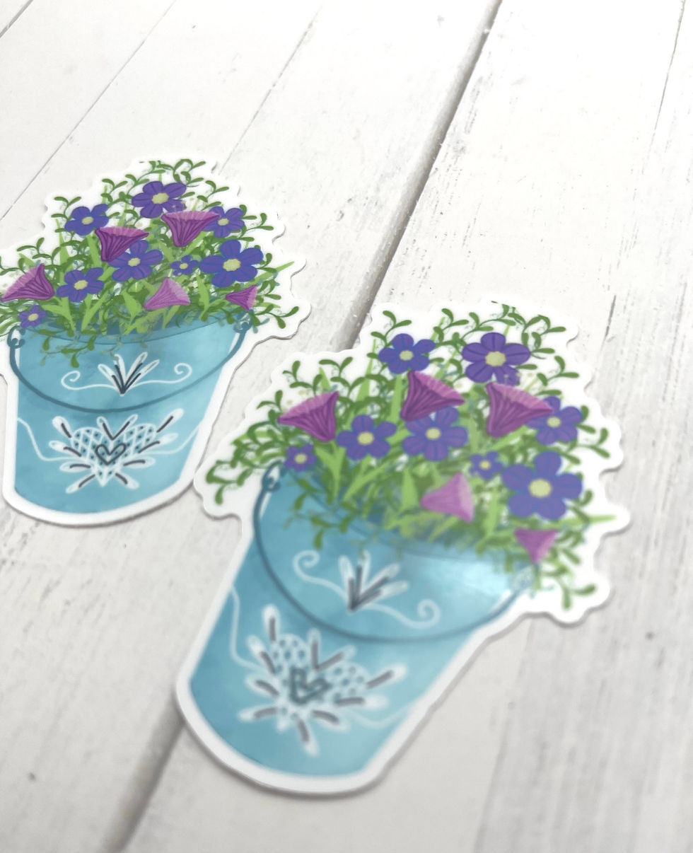 Thumbnail: Art Stickers Purple Floral Arrangement 2 Pieces Vinyl Stickers