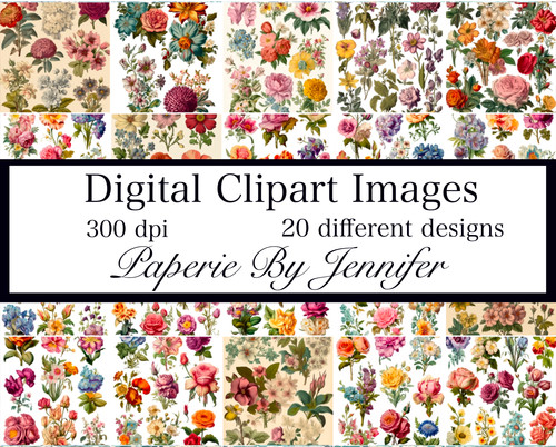 Victorian Flowers Clipart DIGITAL 10 Card Background Printabl | Paperie ...