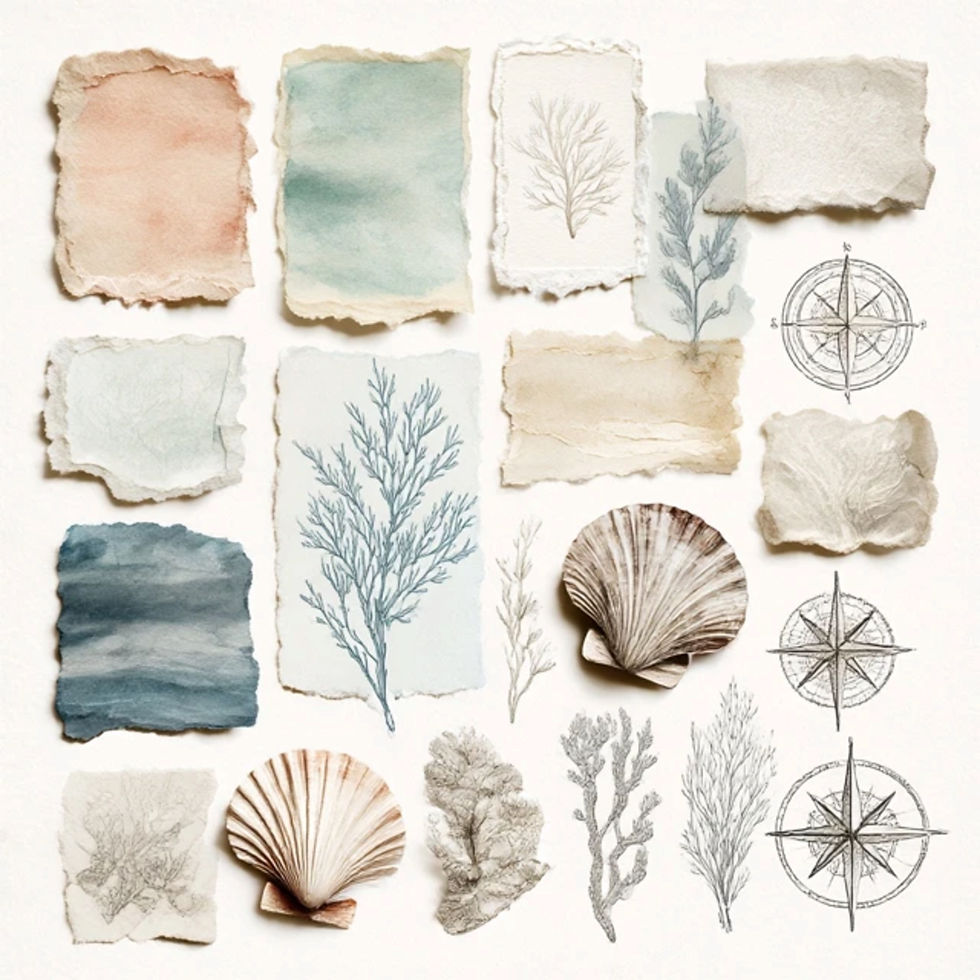 Thumbnail: By the Sea Collage Papers Backgrounds 20 Designs Instant Download Distressed JPG