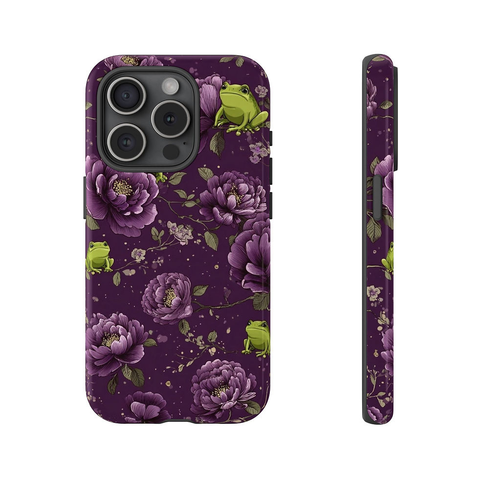 Thumbnail: iPhone 15 16 Case Purple Peony Frogs