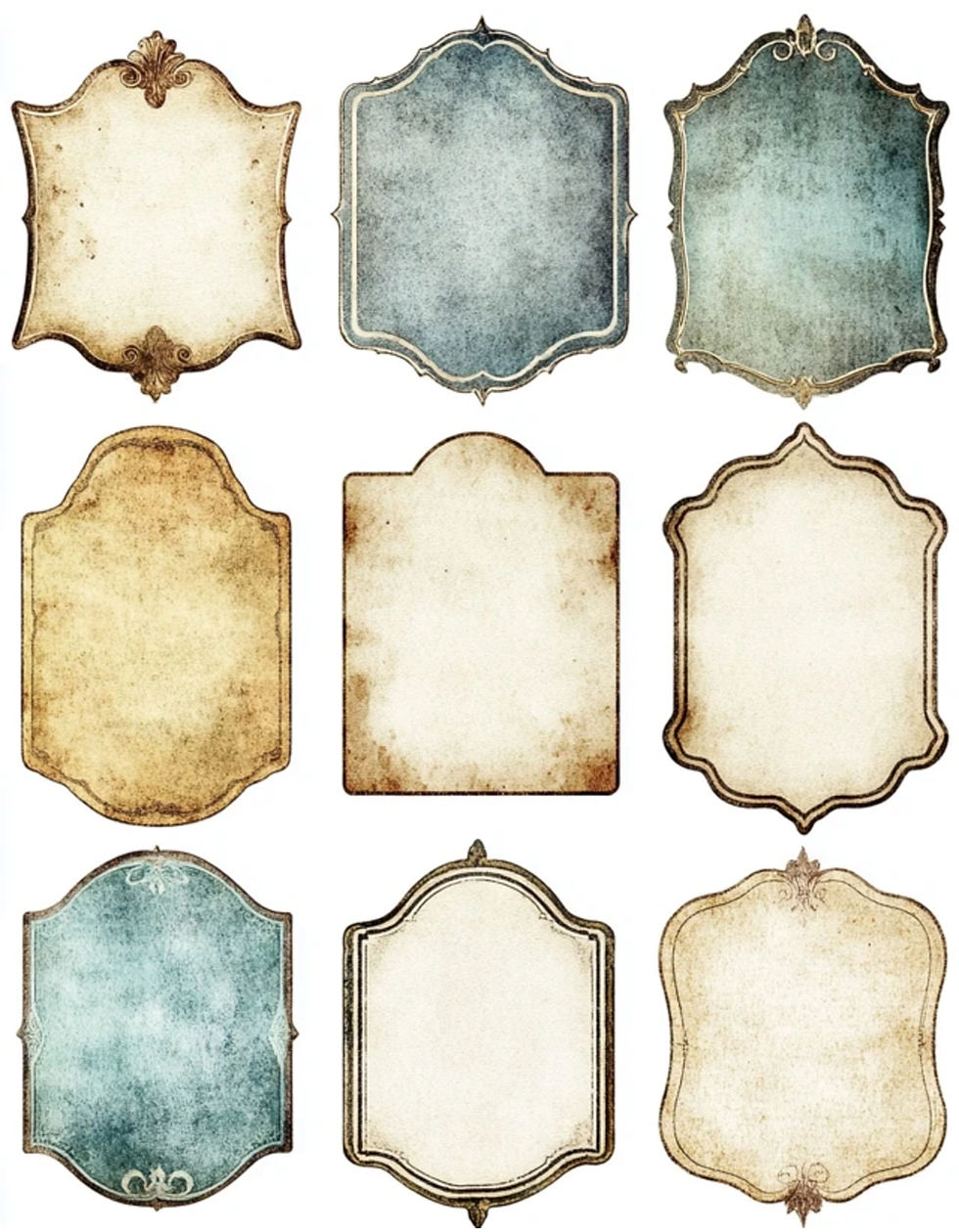 Thumbnail: Vintage Baroque  Labels Papers Backgrounds 20 Designs Instant Download Dis