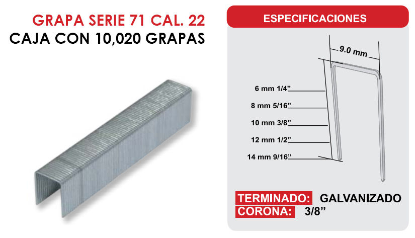 GRAPA TAPICERA C 7114 9/16" GALV