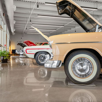 Concrete flooring for auto showrooms and auto repair shops