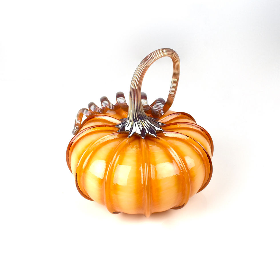Thumbnail: Peach Striped Glass Pumpkin