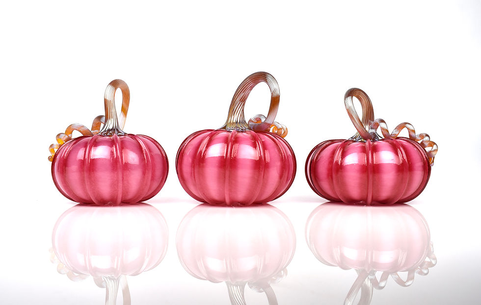 Thumbnail: Pink Striped Glass Pumpkin