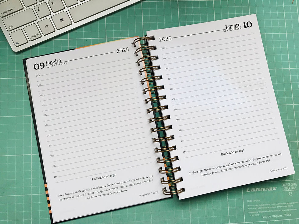 Miniatura: Agenda Personalizada com Logo + Elástico e Aplique Espelhado - Modelo Edificante