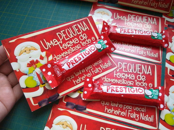 Cartão de Natal + Chocolate Prestígio - Lembrancinha