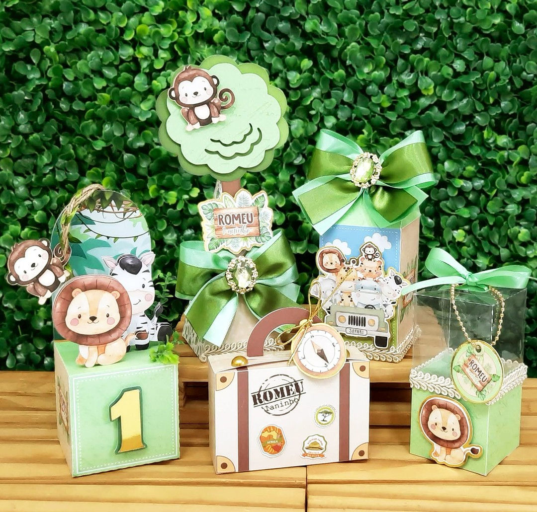 Kit Festa Luxo Safari Baby Aquarela - 25 Itens