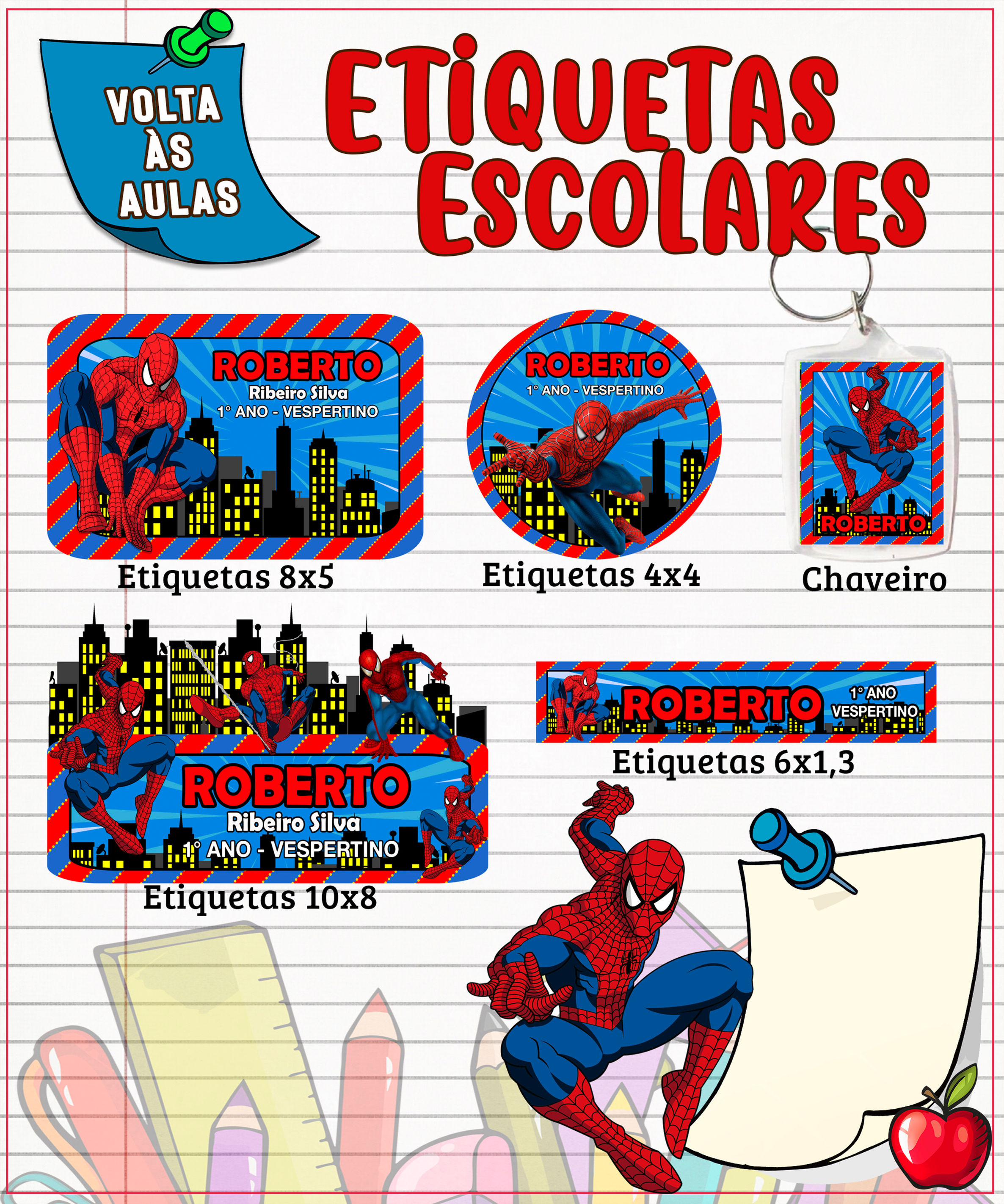 Homem Aranha - Etiquetas Escolares + Brinde