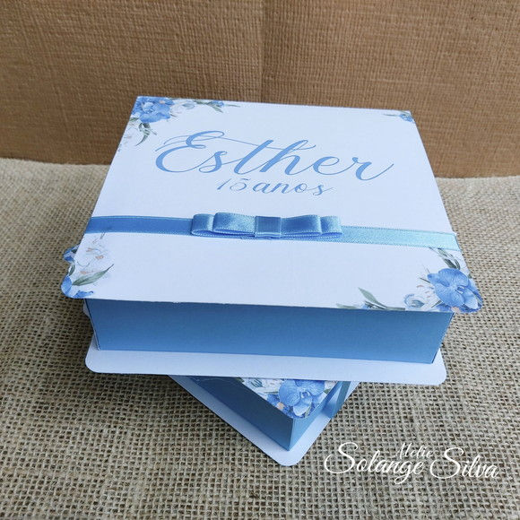 Miniatura: Caixa Convite dos Padrinhos de Casamento Personalizada | Azul Serenity 