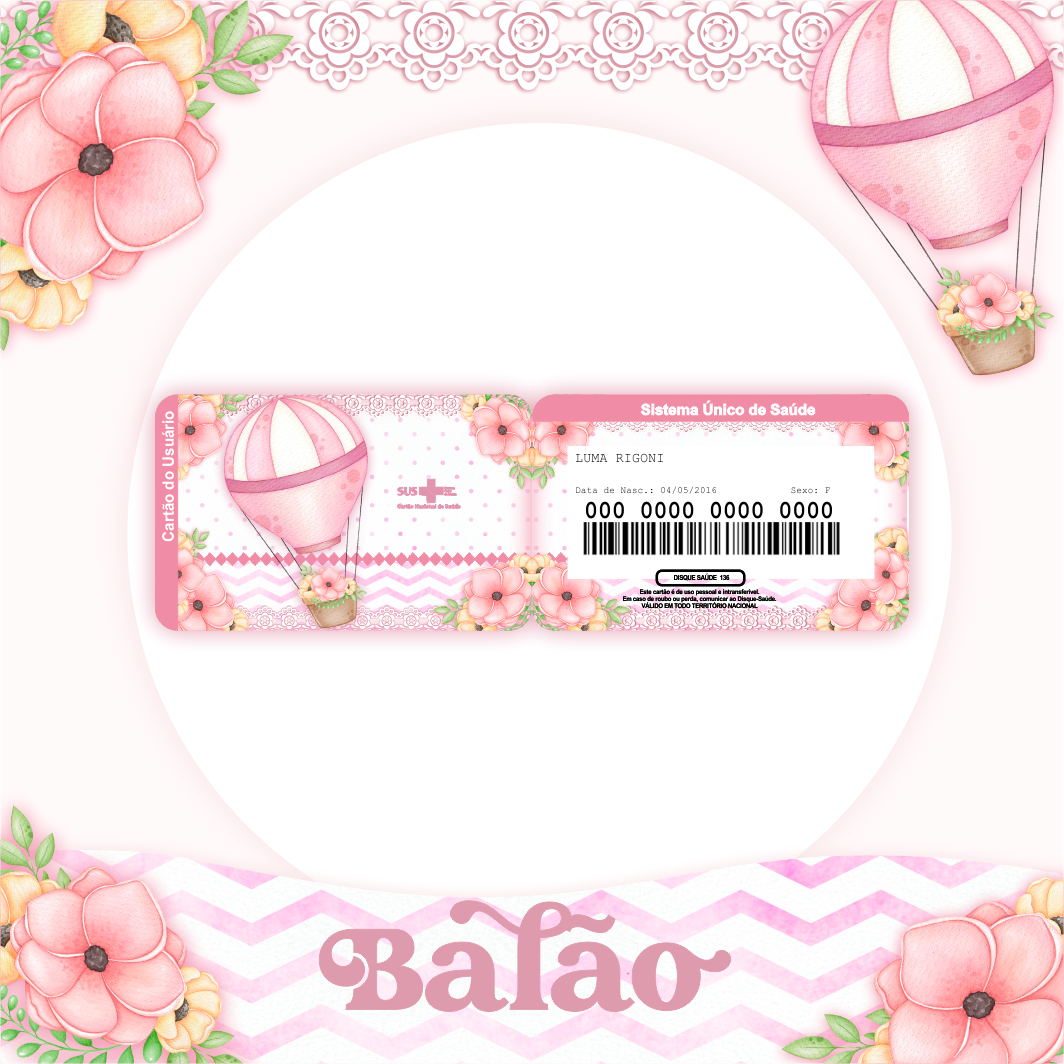Balão  - Cartão do SUS Personalizado