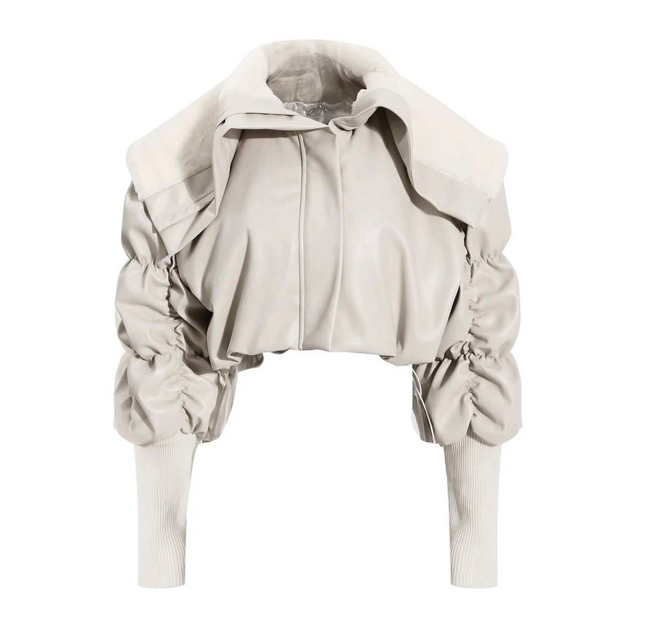 “Cory Leather Cropped Jacket”