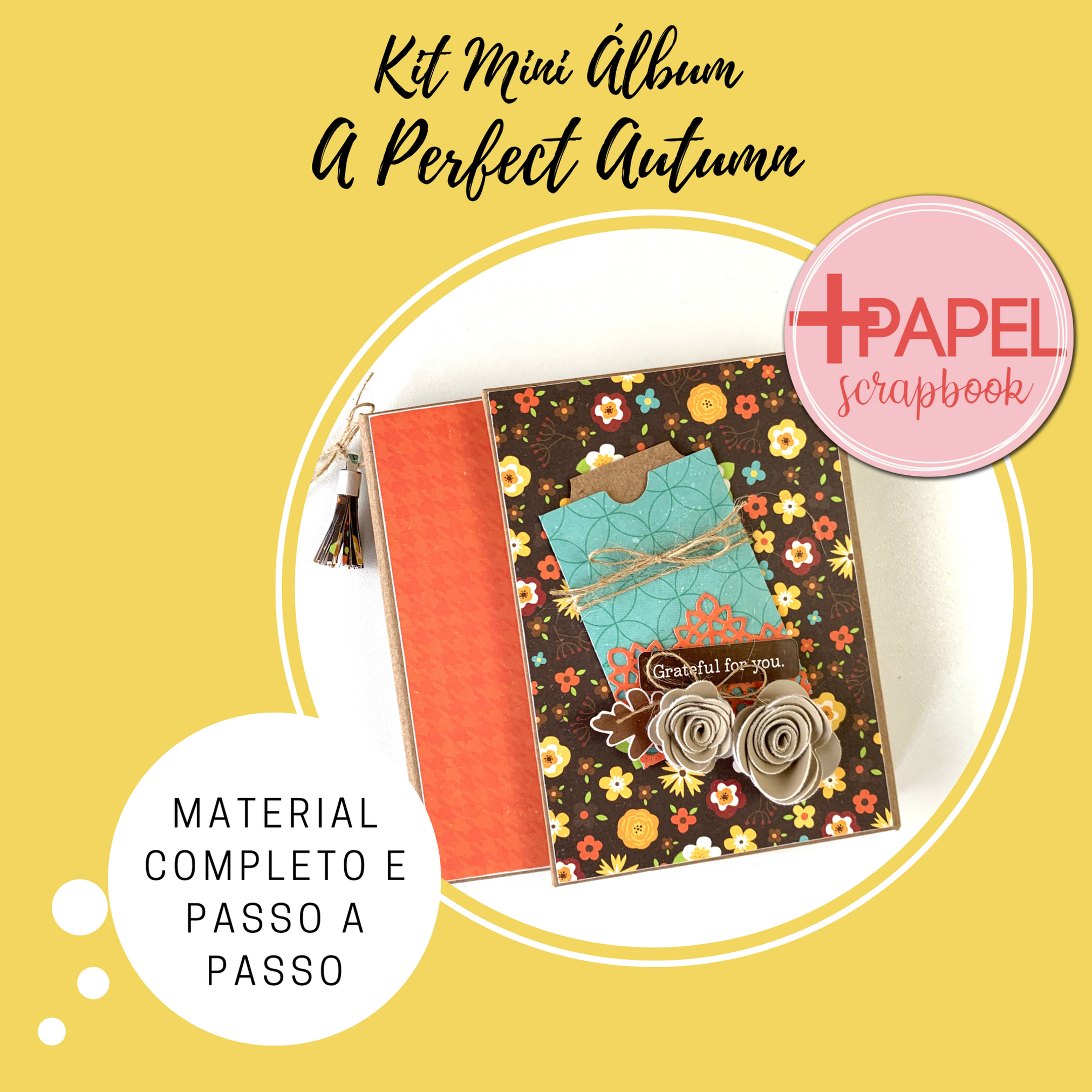 Kit Mini Álbum A Perfect Autumn - Material e Passo a Passo