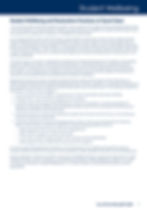 Pages of a Student Diary titled 'Student Wellbeing' at Sacré Cœur, detailing restorative practices, learning principles and staff roles in student development.