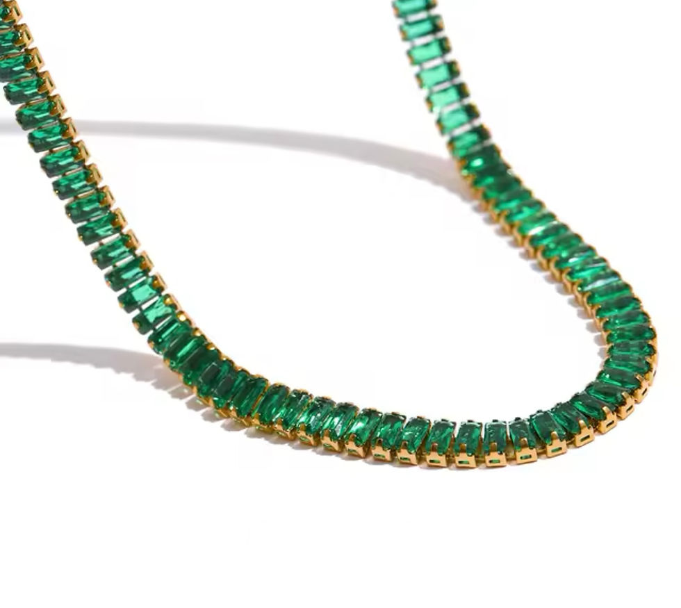 collier tennis cubique vert