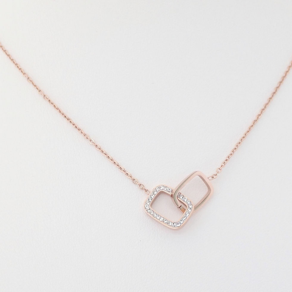 Miniature : Collier Double rectangle Acier inoxydable