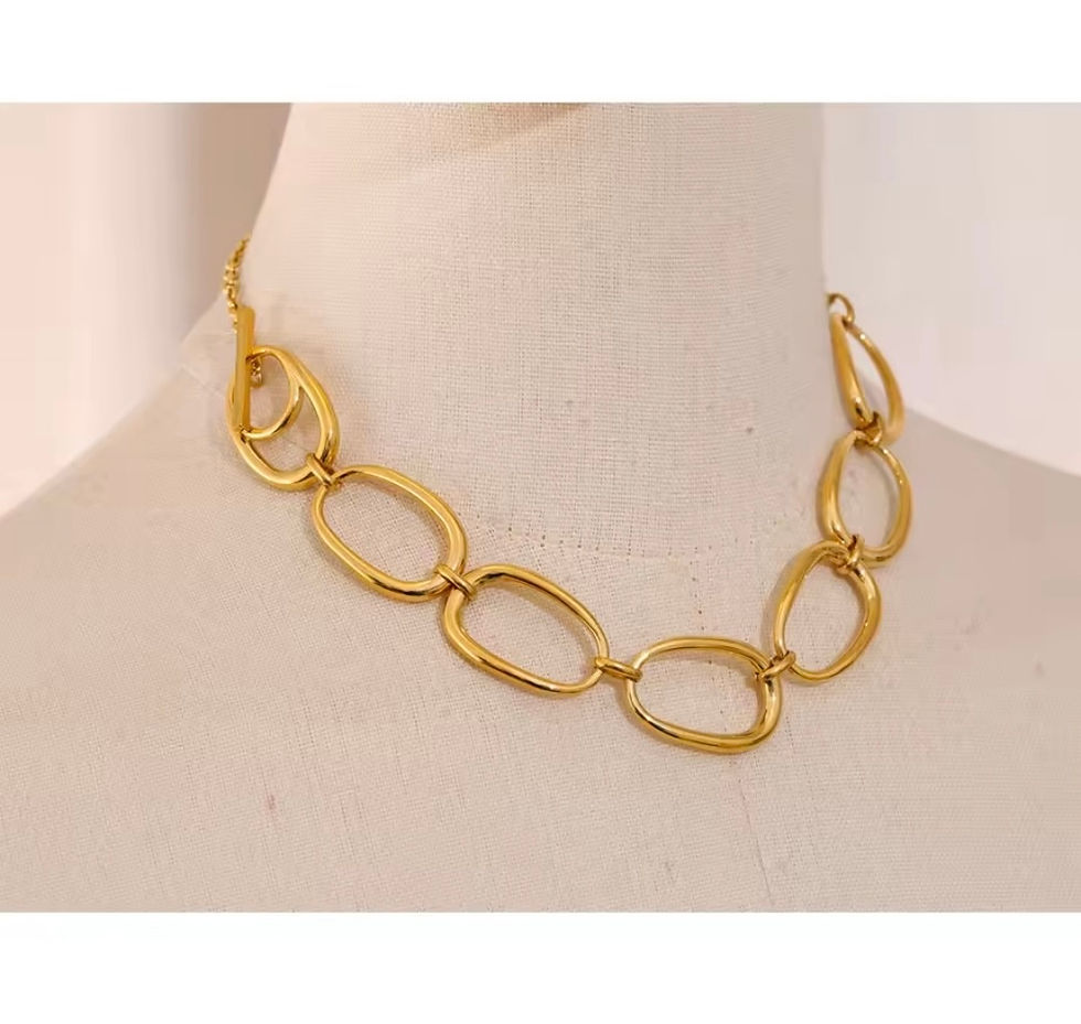 Miniature : collier grosse maille doré en acier vu de profile