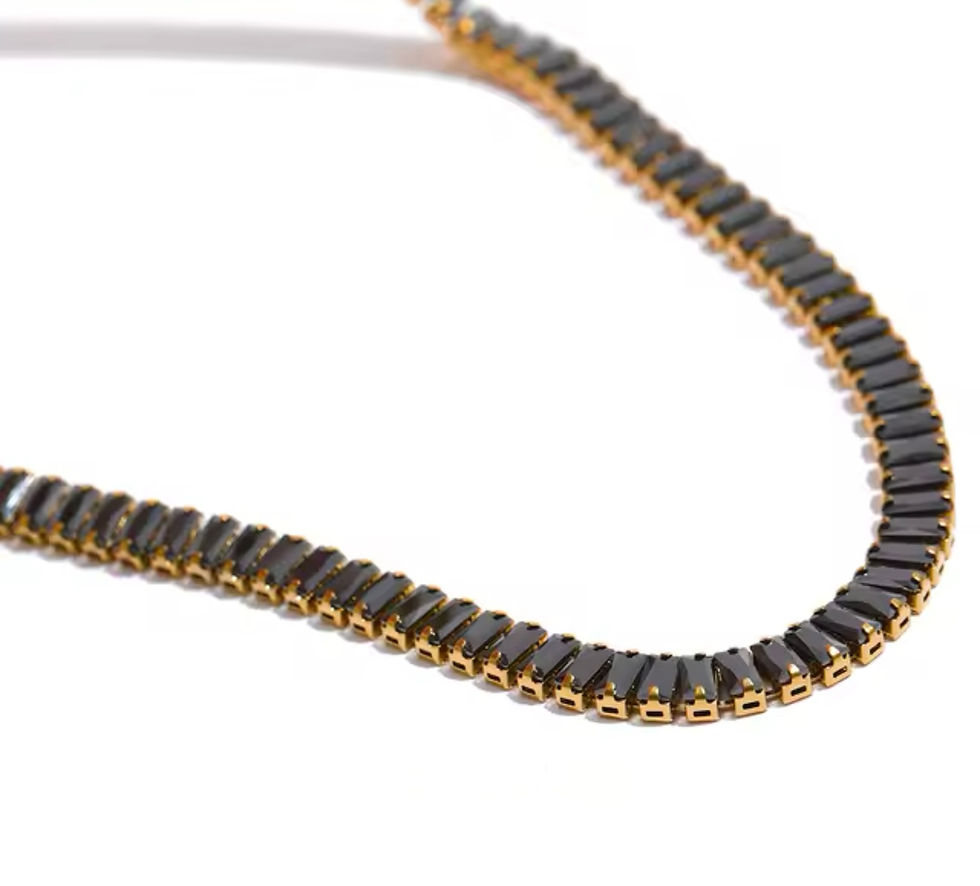 Miniature : collier tennis cubique noir