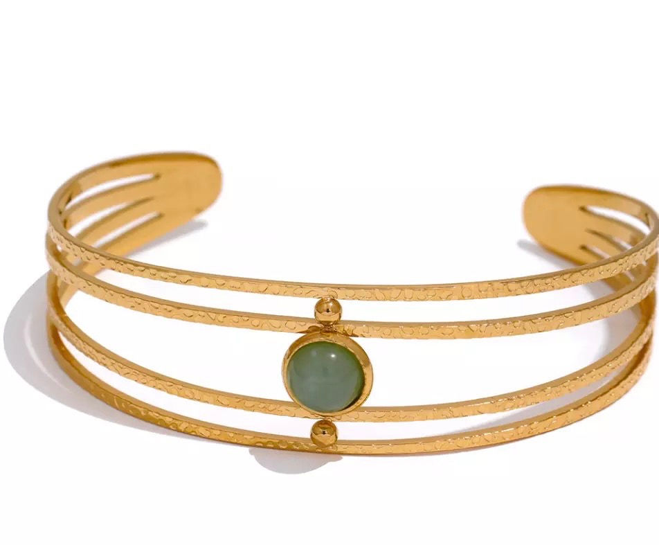 bracelet large aventurine acier inoxydable