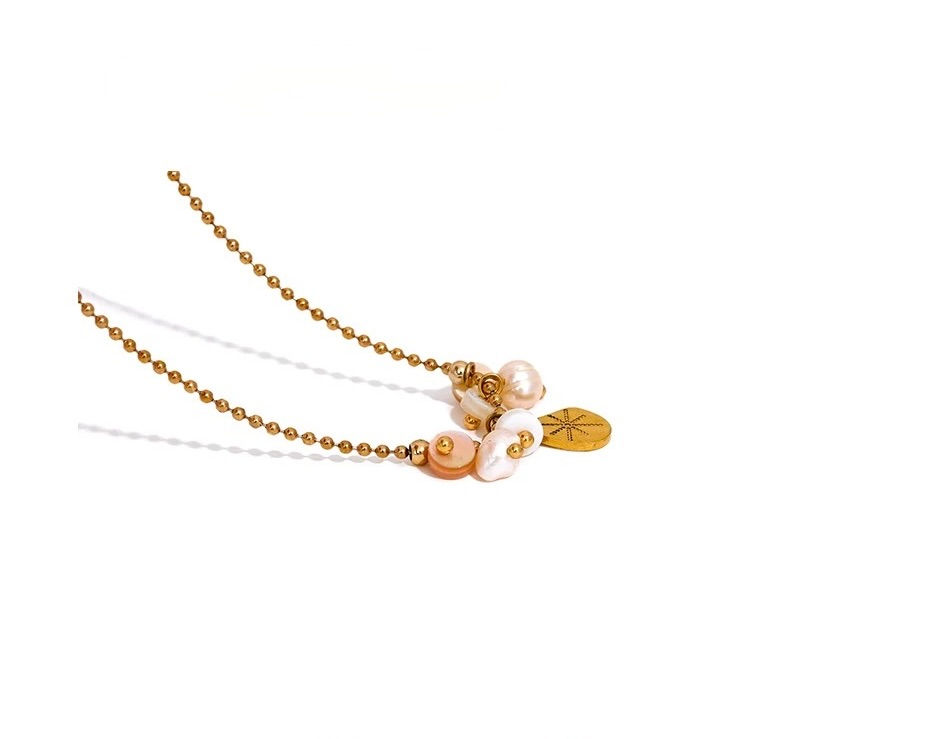 Miniature : Collier coquillage perle d'eau douce naturelle