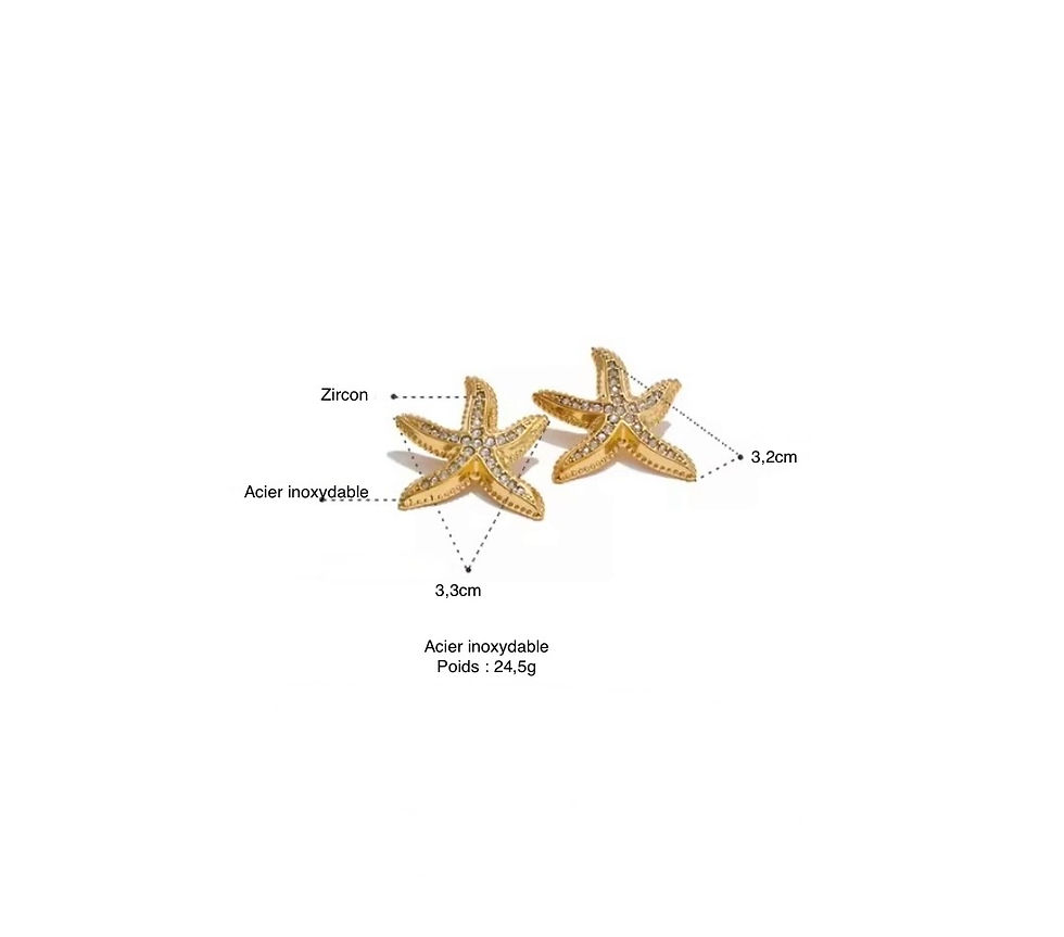 Miniature : description boucles d'oreilles forme étoile de mer