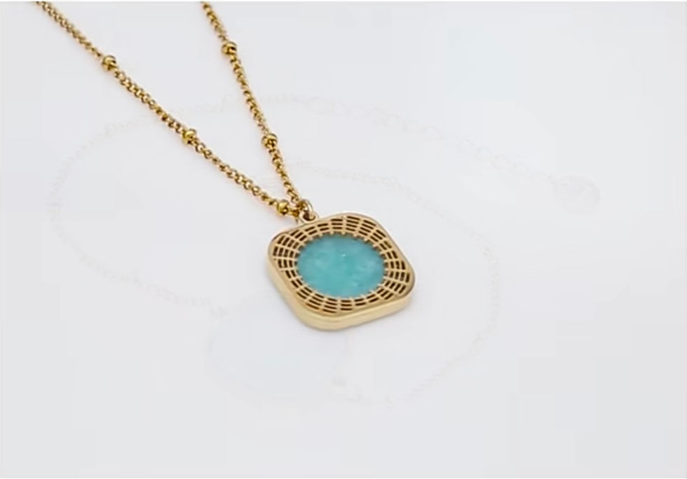 Miniature : Collier pierre carré bleu chaine acier inoxydable