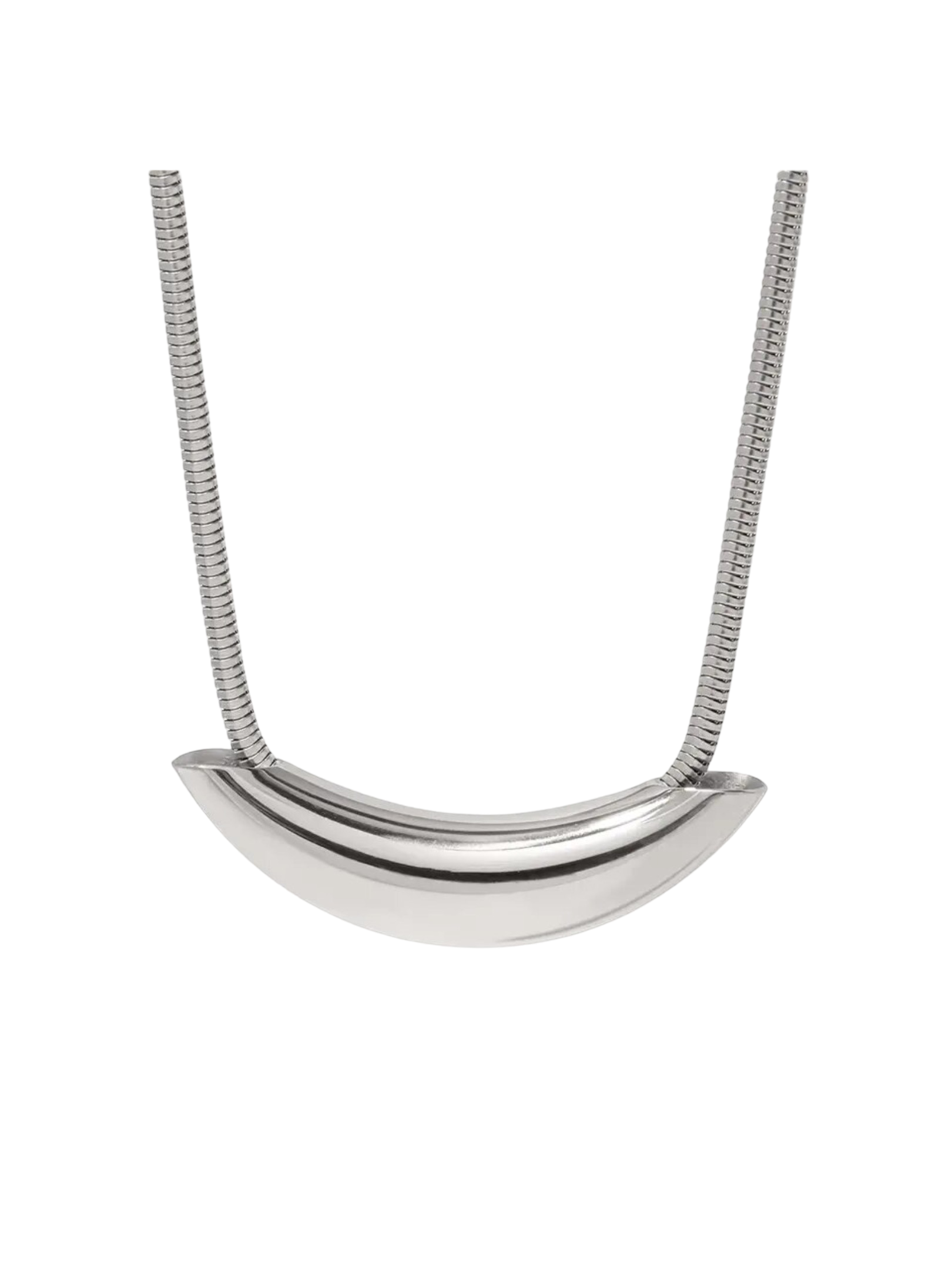 Collier pendentif tube incurvé acier inoxydable