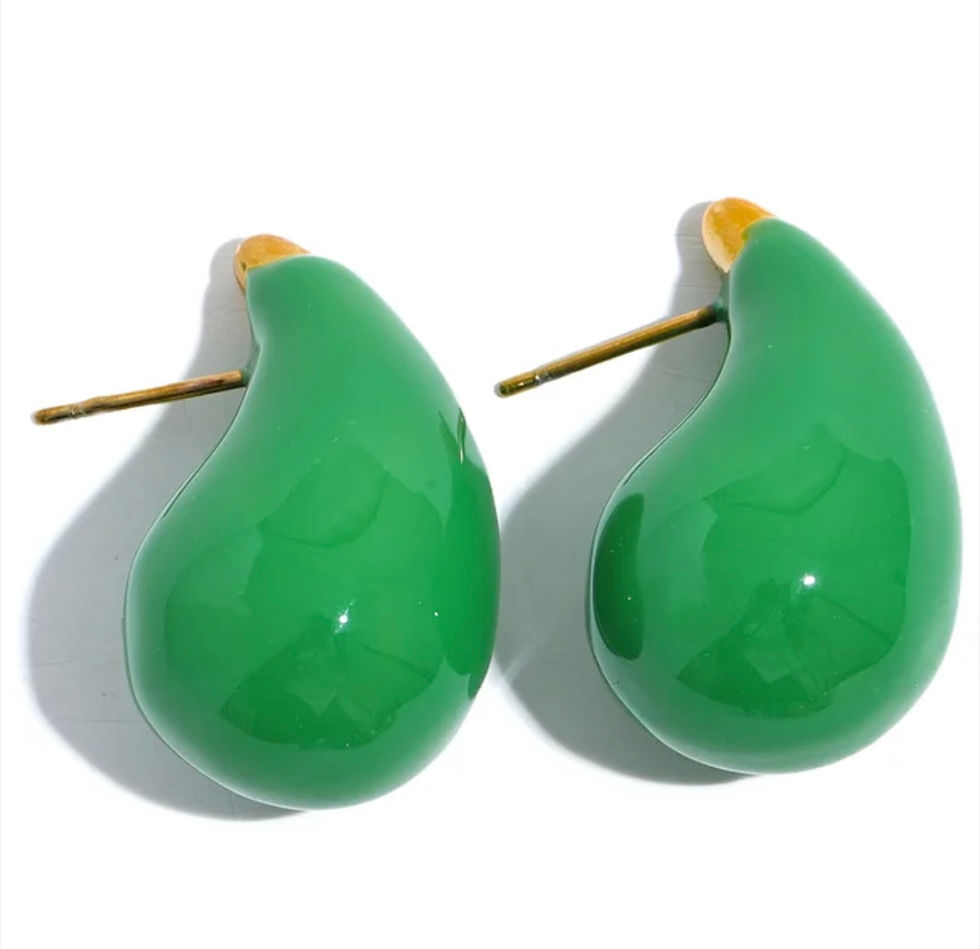 Miniature : boucle d'oreilles goutte colorée vert