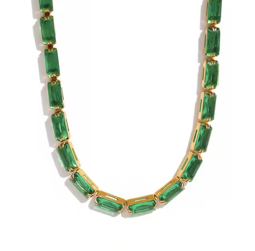 Miniature : Collier ras de cou tennis vert